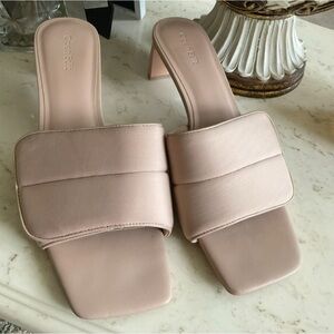 Open Edit Nude Slide Heels